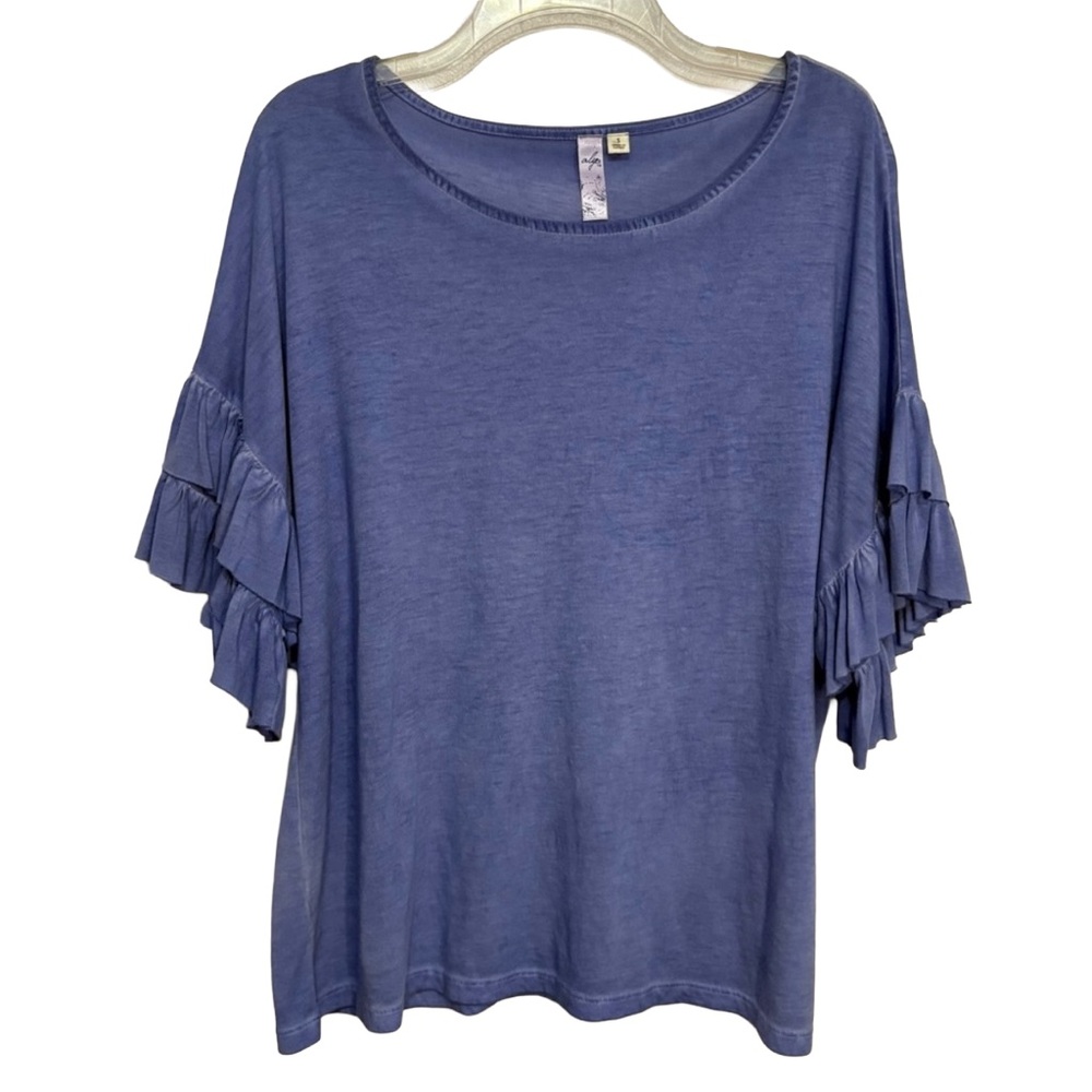 Alya Blue Ruffle Sleeve Blouse